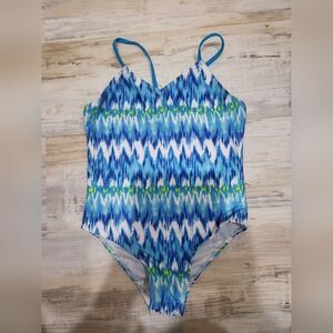 !EFIEL Girls One Piece Swimsuit Hawaiian Backless Cross Back NWT SIZE 8 Blue
